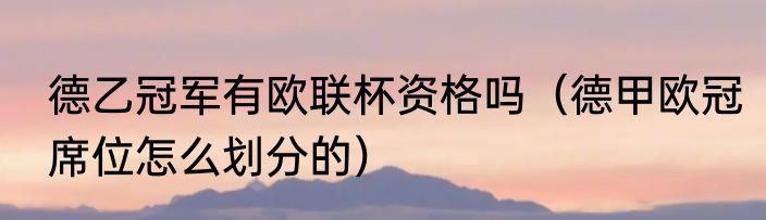 德乙冠军有欧联杯资格吗（德甲欧冠席位怎么划分的）