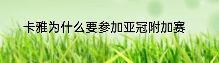 卡雅为什么要参加亚冠附加赛