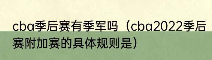 cba季后赛有季军吗（cba2022季后赛附加赛的具体规则是）