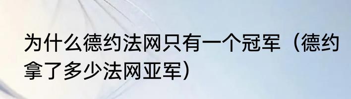 为什么德约法网只有一个冠军（德约拿了多少法网亚军）