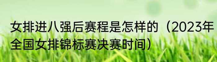 女排进八强后赛程是怎样的（2023年全国女排锦标赛决赛时间）