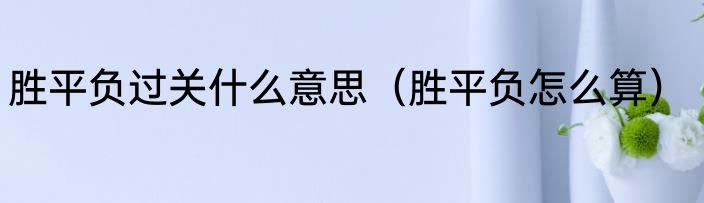 胜平负过关什么意思（胜平负怎么算）