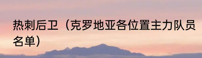 热刺后卫（克罗地亚各位置主力队员名单）