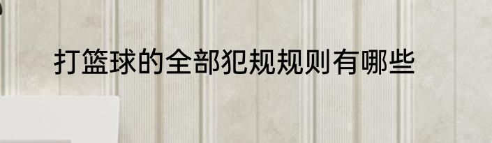 打篮球的全部犯规规则有哪些