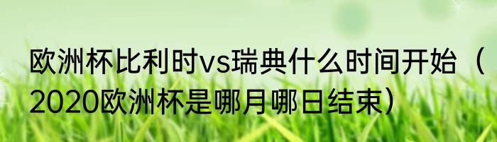 欧洲杯比利时vs瑞典什么时间开始（2020欧洲杯是哪月哪日结束）