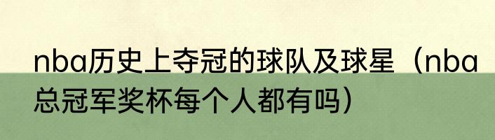 nba历史上夺冠的球队及球星（nba总冠军奖杯每个人都有吗）