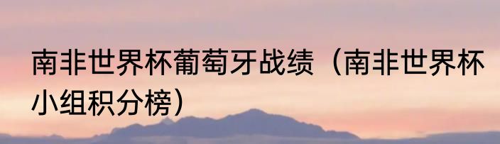 南非世界杯葡萄牙战绩（南非世界杯小组积分榜）