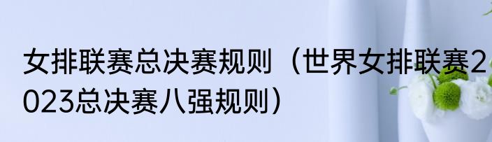 女排联赛总决赛规则（世界女排联赛2023总决赛八强规则）