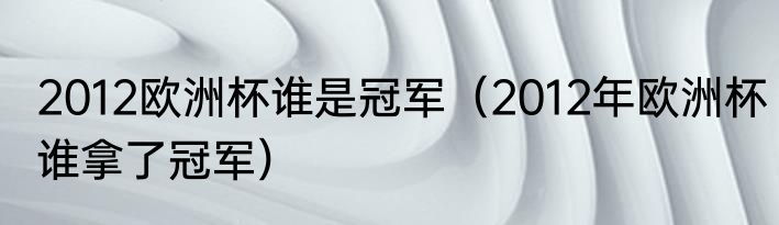 2012欧洲杯谁是冠军（2012年欧洲杯谁拿了冠军）