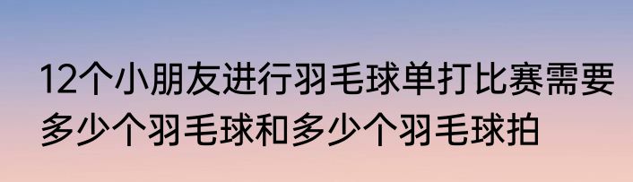 12个小朋友进行羽毛球单打比赛需要多少个羽毛球和多少个羽毛球拍