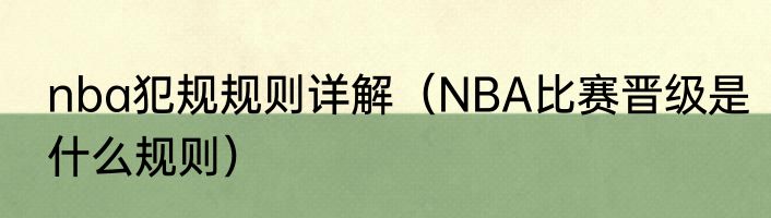nba犯规规则详解（NBA比赛晋级是什么规则）