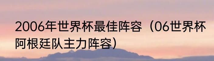 2006年世界杯最佳阵容（06世界杯阿根廷队主力阵容）