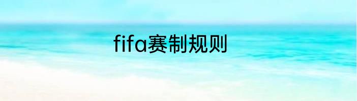 fifa赛制规则
