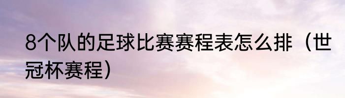 8个队的足球比赛赛程表怎么排（世冠杯赛程）