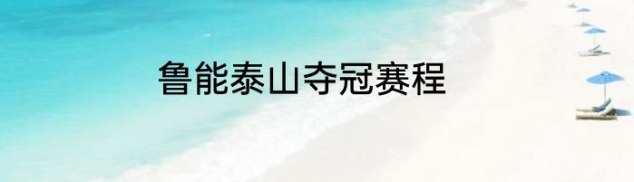 鲁能泰山夺冠赛程