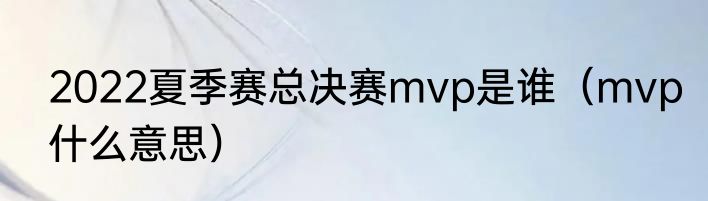 2022夏季赛总决赛mvp是谁（mvp什么意思）