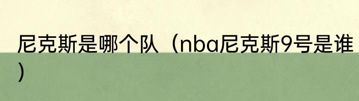 尼克斯是哪个队（nba尼克斯9号是谁）