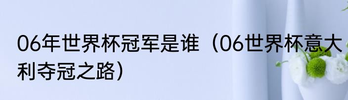 06年世界杯冠军是谁（06世界杯意大利夺冠之路）