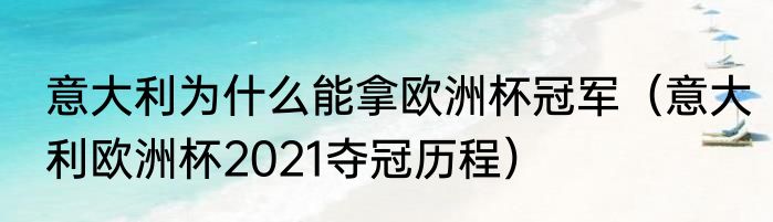 意大利为什么能拿欧洲杯冠军（意大利欧洲杯2021夺冠历程）