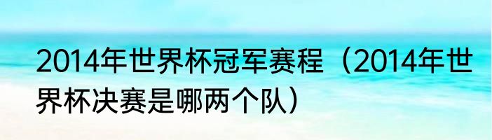 2014年世界杯冠军赛程（2014年世界杯决赛是哪两个队）