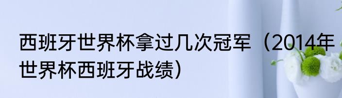 西班牙世界杯拿过几次冠军（2014年世界杯西班牙战绩）