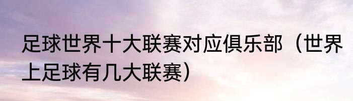 足球世界十大联赛对应俱乐部（世界上足球有几大联赛）