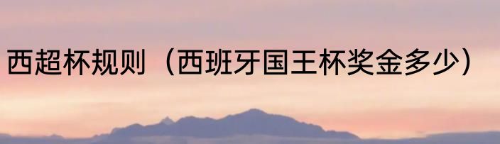 西超杯规则（西班牙国王杯奖金多少）