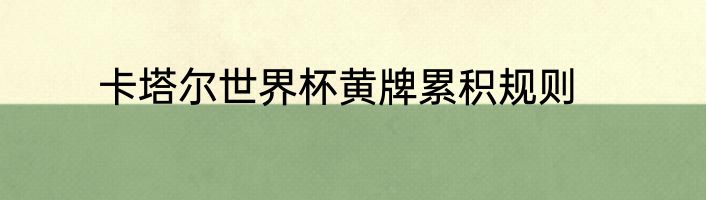 卡塔尔世界杯黄牌累积规则