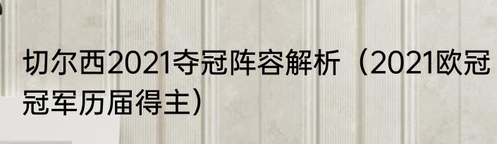 切尔西2021夺冠阵容解析（2021欧冠冠军历届得主）