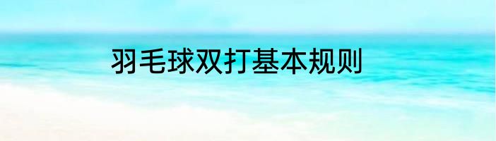 羽毛球双打基本规则