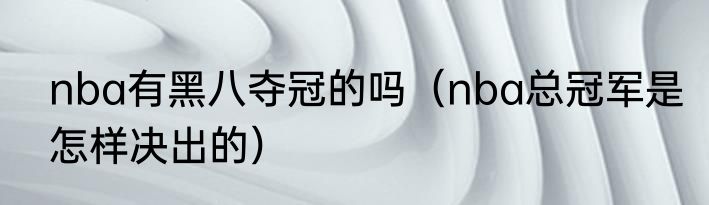 nba有黑八夺冠的吗（nba总冠军是怎样决出的）