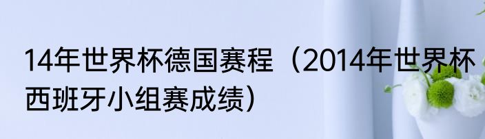 14年世界杯德国赛程（2014年世界杯西班牙小组赛成绩）