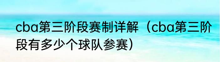 cba第三阶段赛制详解（cba第三阶段有多少个球队参赛）
