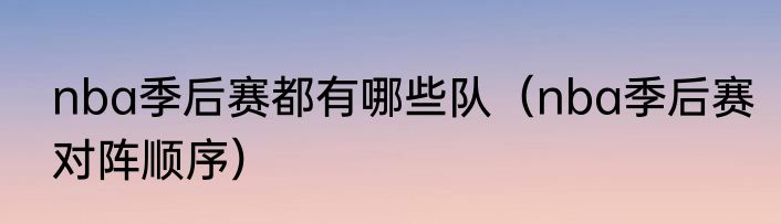 nba季后赛都有哪些队（nba季后赛对阵顺序）