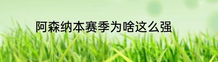 阿森纳本赛季为啥这么强