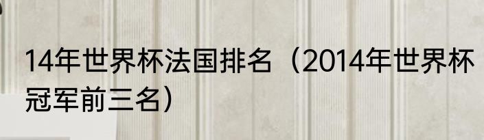 14年世界杯法国排名（2014年世界杯冠军前三名）