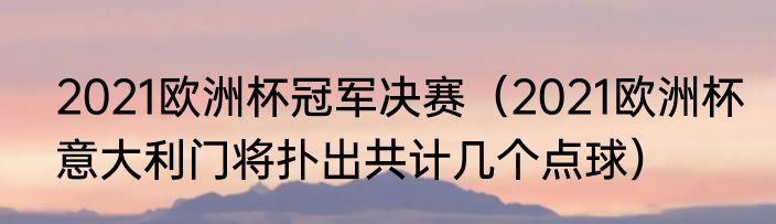 2021欧洲杯冠军决赛（2021欧洲杯意大利门将扑出共计几个点球）
