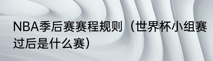 NBA季后赛赛程规则（世界杯小组赛过后是什么赛）
