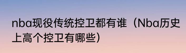 nba现役传统控卫都有谁（Nba历史上高个控卫有哪些）