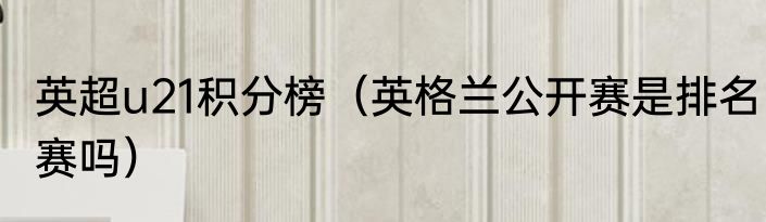 英超u21积分榜（英格兰公开赛是排名赛吗）