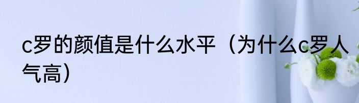 c罗的颜值是什么水平（为什么c罗人气高）