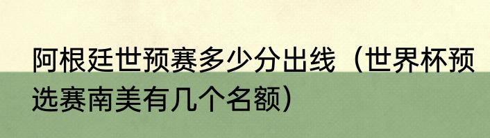 阿根廷世预赛多少分出线（世界杯预选赛南美有几个名额）