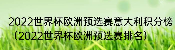 2022世界杯欧洲预选赛意大利积分榜（2022世界杯欧洲预选赛排名）