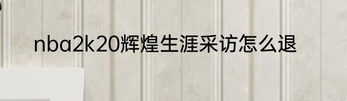 nba2k20辉煌生涯采访怎么退