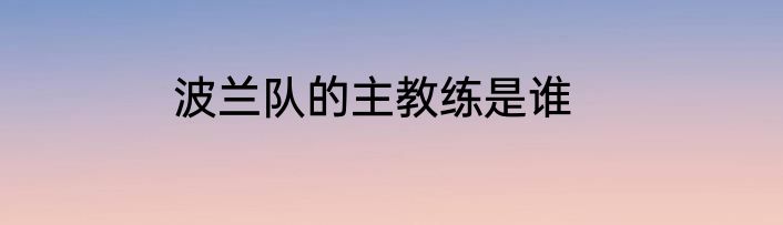 波兰队的主教练是谁