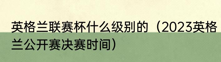 英格兰联赛杯什么级别的（2023英格兰公开赛决赛时间）