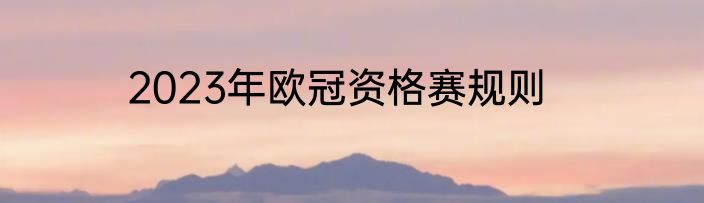 2023年欧冠资格赛规则