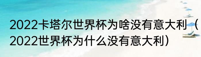 2022卡塔尔世界杯为啥没有意大利（2022世界杯为什么没有意大利）