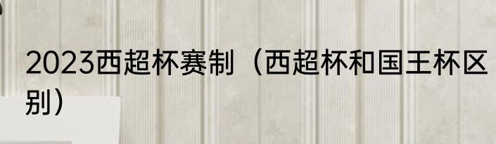 2023西超杯赛制（西超杯和国王杯区别）