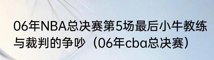 06年NBA总决赛第5场最后小牛教练与裁判的争吵（06年cba总决赛）